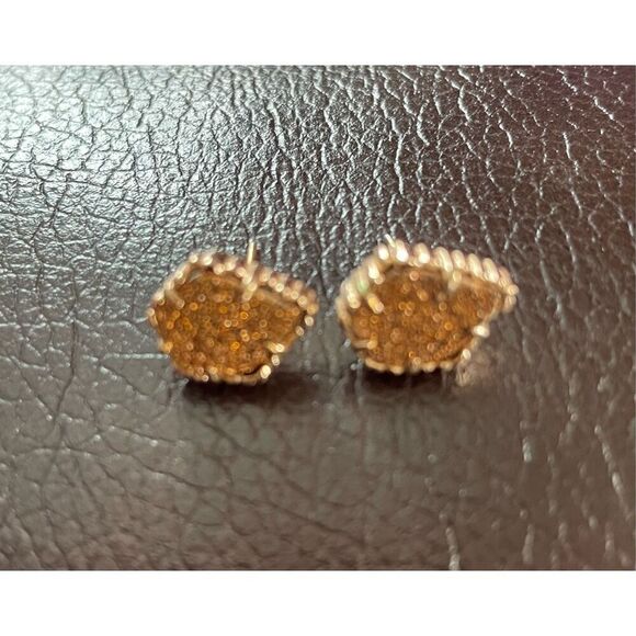 Kendra Scott Tessa Stud Earrings in Rose Gold Tone Drusy - Picture 6 of 6